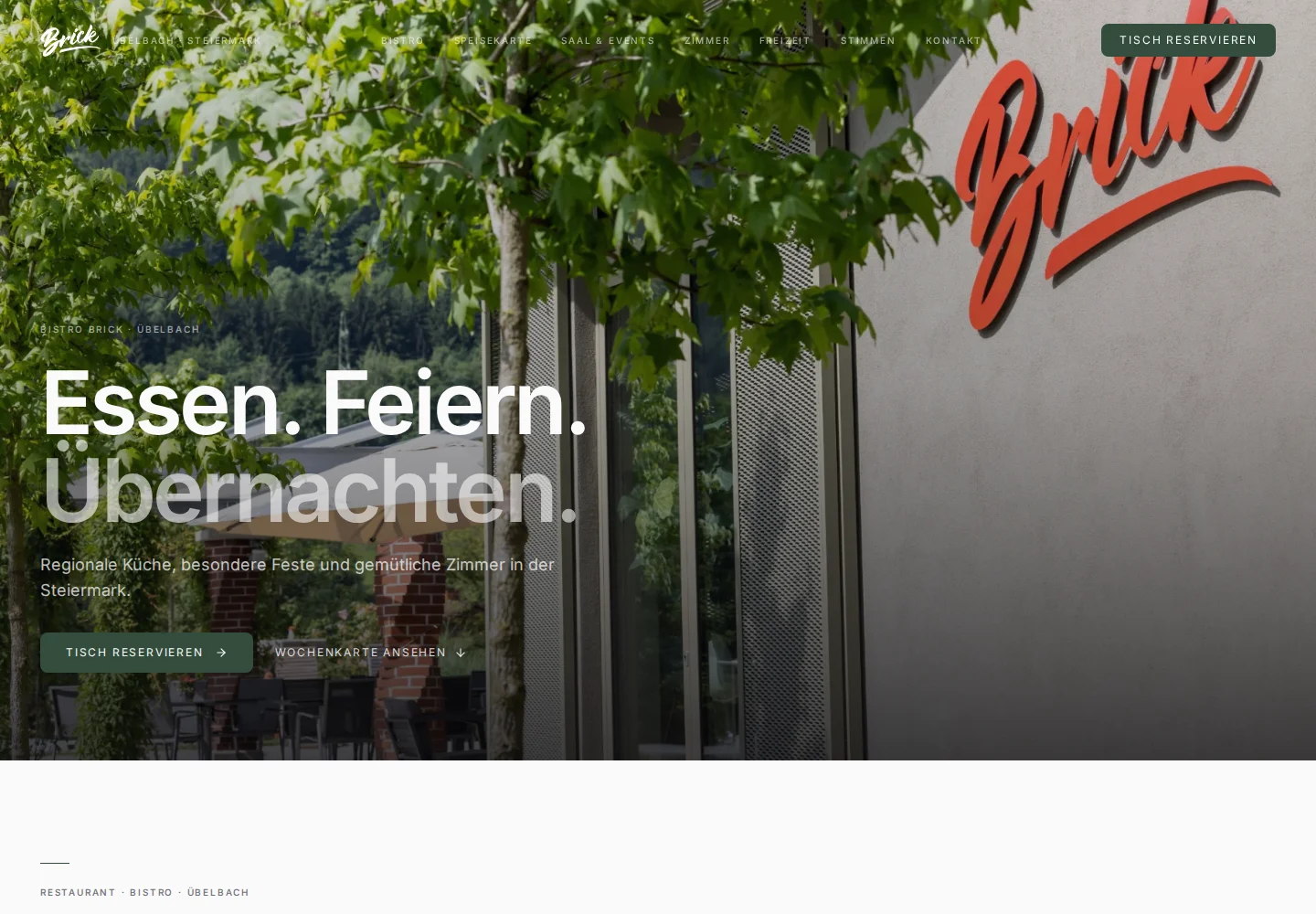 Startseite von Bistro Brick mit Restaurantansicht